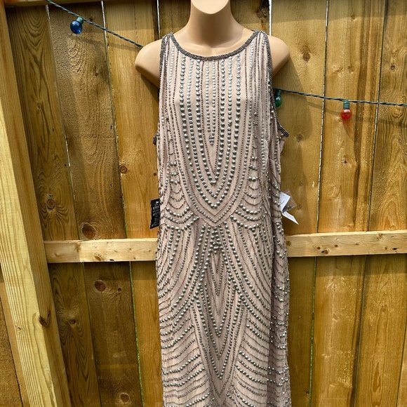 Prelude ALL HAND MADE Sparkling Champagne Sleeveless Sequins & Beaded Dress - Picture 1 of 14